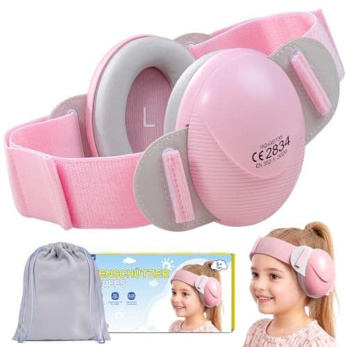 ECHOCUBE Earmuffs, Noise Cancelling Headphones for Boys and Girls, Ear Defenders for Sleep, Airplane Travel - Pink