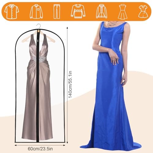 12 Pack Dress Bags Covers Long, 55in PEVA Garment Bags Suit Bags,Black Edge — view 2