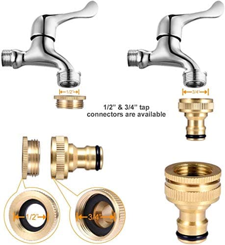 Brass Garden Tap Adaptors Hose Expandable Stretch Fittings Tap Connectors 1/2 Inch and 3/4 Inch Female Threaded Faucet Adapter 3/4" Thread Adapter — view 2