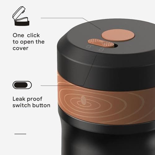 Gsycle Travel Coffee Tumbler, 320ml 4 Layer Filter Mesh Thermo for Hot Drinks Insulated Coffee Mug with Lid for Home or Outdoor Camping — view 3