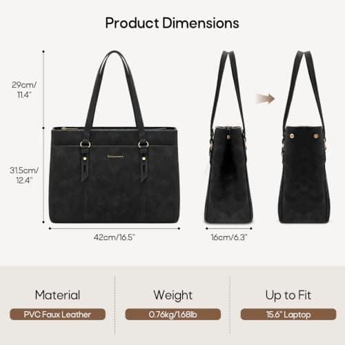 RAINSMORE Handbags for Women 15.6" Laptop Tote Bag Waterproof Work Tote Bag — view 6