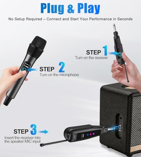 Aveek Wireless Microphone, 80m Range,40 Hours Battery, Red & Black,2 Pack — view 6