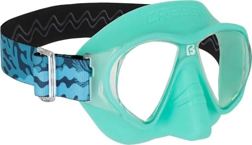 CRESSI since 1946 - Force Mask - Separate Polycarbonate Lenses and Soft TPR Face Mask Ideal Snorkelling Surface Swimming and Beach Holidays - Aqua Green Elastic Strap Coral Blue - One Size - Adult — view 2