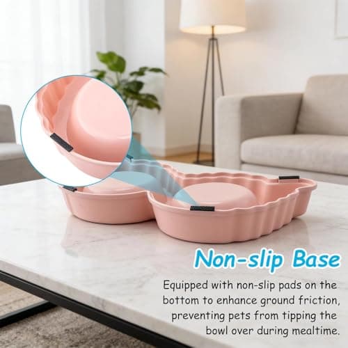 3Pcs Double Cat Bowl Set with Stand, Stainless Steel Pet Food Water Bowls — view 3