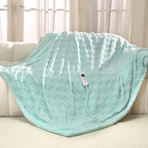 Heated Blanket, Electric heated throw 160x130CM Mint Green,Electric Blanket — view 2