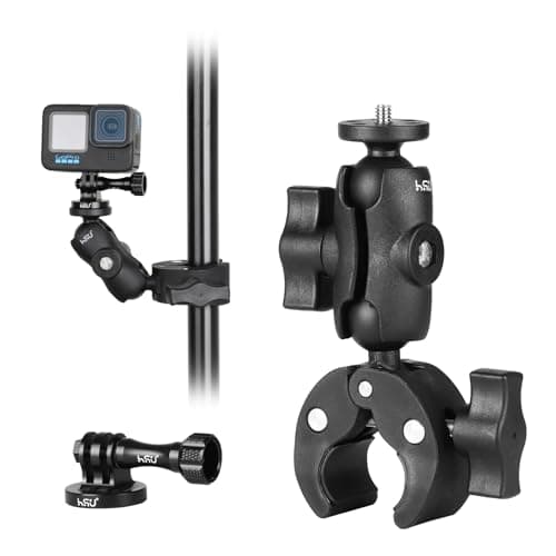 HSU Bike Motorcycle Camera Handlebar Mount with 360° Swivel Dual Ball Head