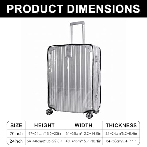 Yunmoli Clear Luggage Cover 20 Inch, Heavy Duty PVC Transparent Suitcase Protector, Waterproof & Dustproof Cabin Case Sleeve, Scratch-Resistant Travel Accessories — view 2