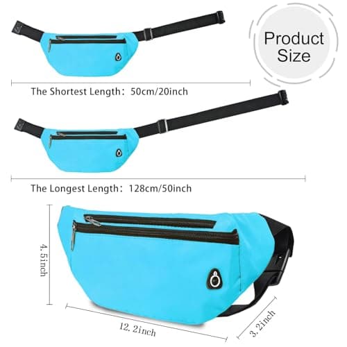 Rosoz Bum Bag, Belt Bag Women's Bum Bag Men's Gifts Sports Hip Bags for Outdoor Travel Running Cycling, sky blue — view 2