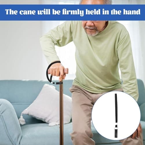 12 PCS Walking Stick Wrist Straps,Black Walking Stick Strap Wrist,Essential Wrist Loops for Walking Stick Accessories, Walking Stick Holder Wrist Strap for Enhanced Support,Gifts for Elderly — view 4