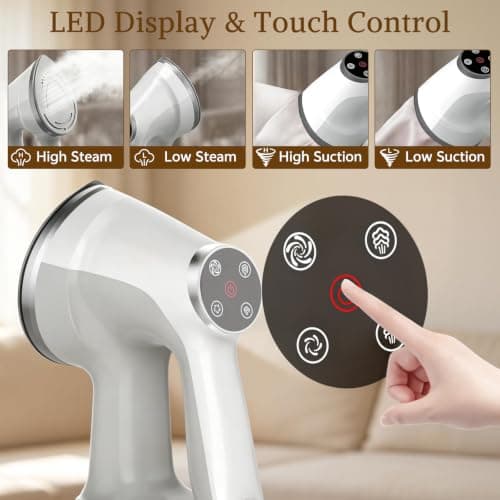 Handheld Garment Vacuum Steamer for Clothes, 3600Pa Suction Wrinkle Remover, Fast 30s Heat-Up, 2 Steam Modes, 400ml Tank, One-Hand Operation for Home Travel Wedding Gown — view 4