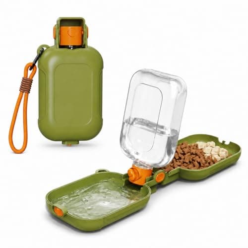 Green 2-in-1 Dog Portable Water Bottle And Bowl, Leak-Proof Travel Dog Water Bottle With Foldable Silicone Dispenser, Essential Dog Walking Water Bottle For Outdoor Hikes And Trips