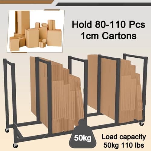 HDYZJQ Carton Storage Rack with Caster Wheels, Carbon Steel Organizer Stand/Utility Cart, for Cardboard/Panel/Packing Box, Portable Utility Cart(Hold 80-110 Pcs) — view 3