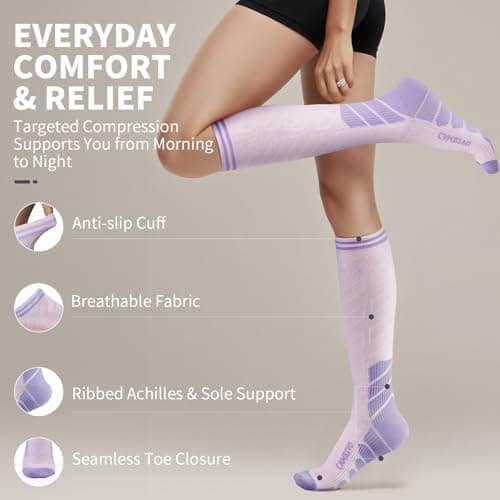 CAMBIVO Compression Socks 3 Pairs for Men & Women, 20-30 mmHg Flight Socks — view 2