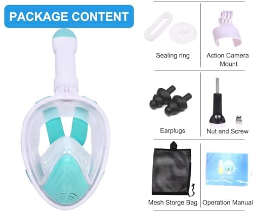 Snorkel Mask for Kids,Full Face Diving Mask Anti-Fog, Anti-Leak 180°view Design, Snorkeling Mask Set for Kids Girls Boys- Sports Camera Compatible(Green XS) — view 6
