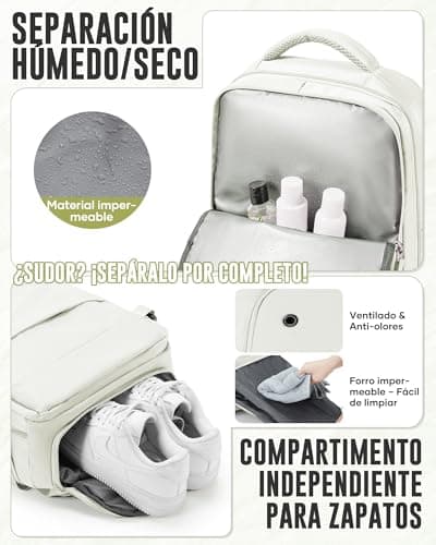 WEPOET Vacuum Backpack Travel with Pump for Man Women, Travel Carry on Flight Approved, Large Capacity Compression Backpack, Waterproof Laptop Backpacks Casual Daypack, White and Green — view 5