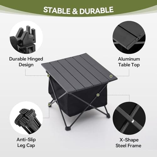 Warmiehomy Portable Camping Table with Storage Bag, Lightweight Folding Table, Aluminum Camp Tables, Beach Table, Metal Grill Table for Sand with Carrying Bag for Outdoor, Picnic, BBQ, RV (Medium) — view 4