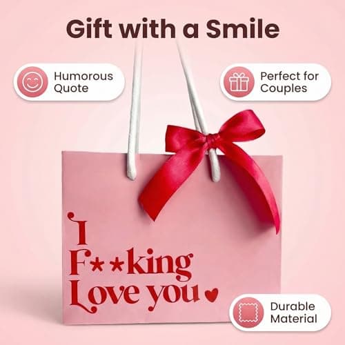 Valentines Gift Bag with Ribbon Bow, Pink Gift Bags for Valentine's Day, Mother's Day, Birthday, Wedding - Pink Valentine Gift Bags for Him/Her Boyfriend Girlfriend Bestie — view 5
