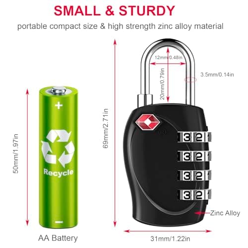 ZHEGE Suitcase Lock, Travel Padlock for Luggage, 4 Digit (Black) — view 4