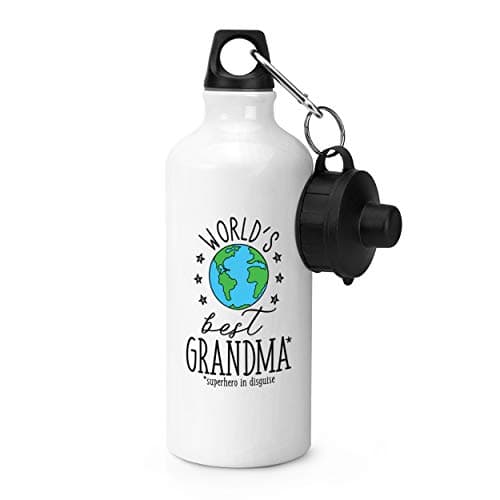 Gift Base World's Best Grandma Sports Bottle Water Gym 600ml White