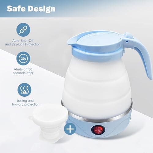 YudouTech Foldable Electric Kettle, Camping Kettle, Mini Travel Silicone Electric Water Boiler, Tea Coffee Maker, Portable Coffee Kettle with a cup for Outdoor Hiking Camping — view 5