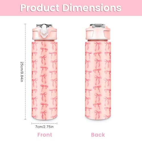 Zetrifoep 750ml Bow Water Bottle, Pink Girls Water Bottle, Reusable Leakproof Bottles, Drinks Bottles for Adults, Girls & Women, Portable Bow Waterbottle for Gym, School, Office & Travel — view 2