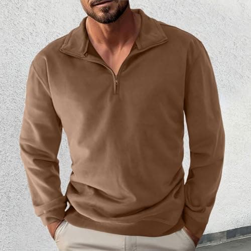 Mens Cardigans with Pockets Wool Pullover Men Henley Shirts Fall Sweater Men Buffalo Jackets Mens Military XXXL Hoodies for Men Xmas Jumpers for Men UK Flannel Jackets for Men (Coffee, XL) — view 3