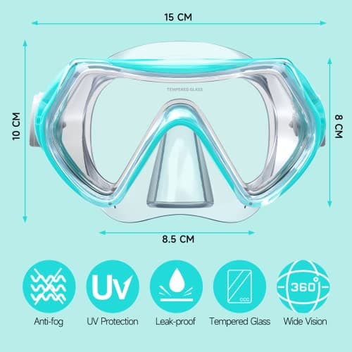 Findway Snorkel Mask for Kids,Swimming Goggles Kids for Boys Girls Youth Children Diving Mask with Nose Cover,No Leak Anti Fog Waterproof 180°Clear View Kids Swim Goggles for Age 5-16 Years — view 2