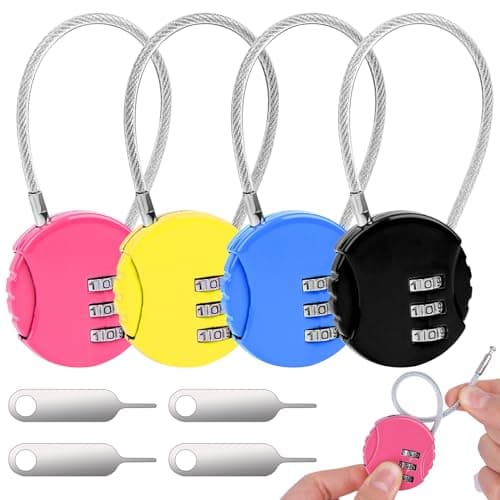 Fantasyon 4Pcs Combination Padlocks, 3 Digit Multicolor