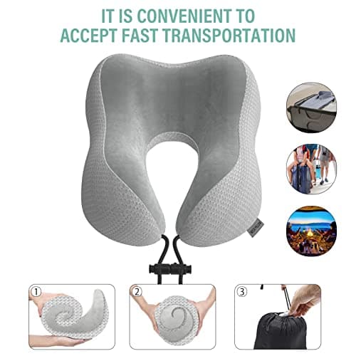 Yomisee Travel Pillow Neck Pillow for Travel Airplane Memory Foam Flight Pillow for Cars, Trains, Home, Offices — view 3