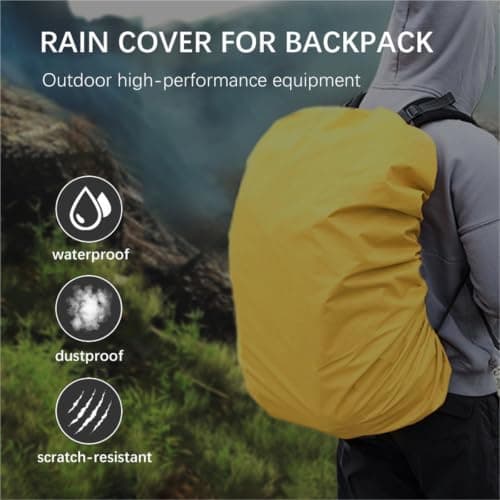 ZRHWSPD Waterproof Backpack Cover 1pcs Waterproof Backpack Cover With Coating Resistant Rain Snow Protection For Travel Outdoor(Beige,M) — view 2