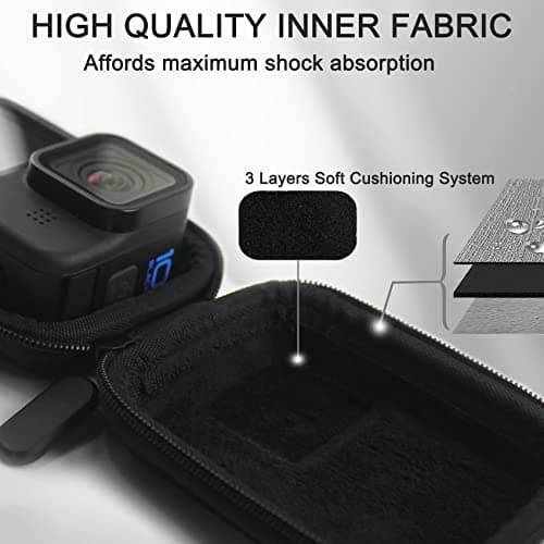 FiTSTILL Black Mini Carrying Bag Case for Go Pro Hero 13/12/11/10/9/8/7/(2018)/6/5 Black,Hard Shell Travel Storage Case for DJI Osmo Action 2,AKASO,Campark,YI Action Camera and More — view 4