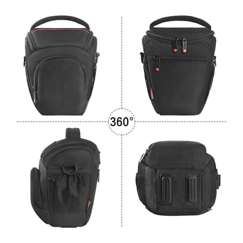 FOSOTO DSLR/SLR Camera Bag Compact Camera Shoulder Bag case Waterproof Compatible for Canon 4000D 2000D 850D M50 Mark II, Nikon D5600 D3300 D850 D5300, Sony Alpha 6400 with Extra Raincover (Black) — view 5