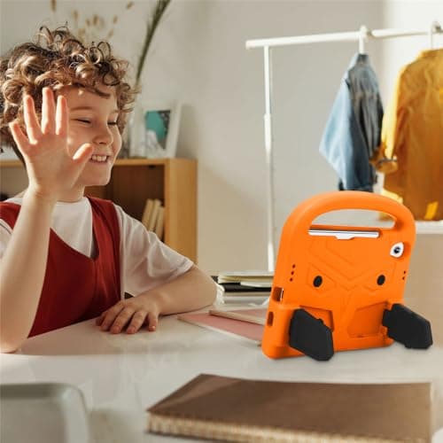 vsedkxis Kids Case for iPad mini 7 (A17 Pro) 2024 / Mini 6 8.3'' for Girl Boys,Shockproof Light Weight EVA Rugged Cover Heavy Duty Protective Case with Handle Kickstand (Orange) — view 3