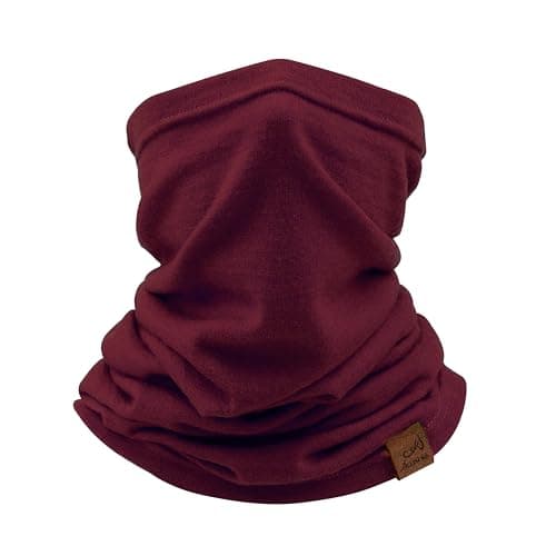 ACUSHLA 100% Merino Wool Neck Gaiter, Ski Mask Neck Warmer Unisex, Crimson