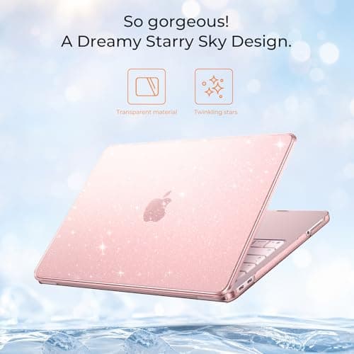 EooCoo for MacBook Neo Case 13 inch 2026 A18-Pro Glitter Crystal Pink — view 4