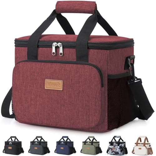 Lifewit Lunch Bag 9L 12 Can Insulated Lunch Box Soft Cooler Cooling Tote for Adult Men Women, Burgundy