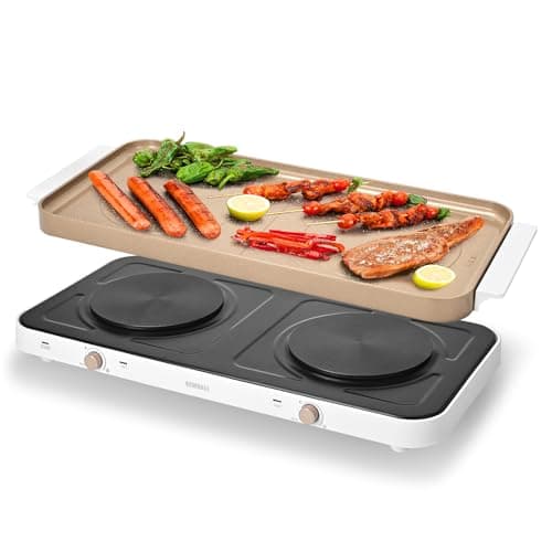 AEWHALE 2-in-1 Electric Griddle & Hot Plate, portable hob Gold