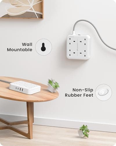 LENCENT 1.8M Extension Lead with 2 USB A & 2 USB C Ports, 4-Way Switched — view 6