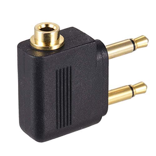 Airplane Headphone/Earphone Socket Adaptor - Gold Plated 3.5mm Mono Jack Plugs to 3.5mm Stereo Jack Socket - Compatible with Sony, Bose, Beats, Apple, JVC, Sennheiser, Panasonic, Betron and more — view 3