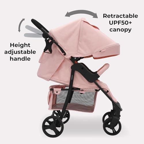 My Babiie MB30 Pushchair – from Birth to 4 Years (22kg), Easy Compact Fold, Large Shopping Basket, Adjustable Handle, Stroller Includes Cup Holder, Rain Cover – Pink Leopard — view 6