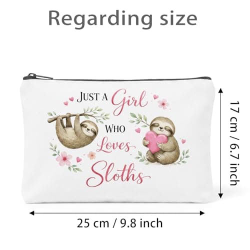 prezentz Sloth Gifts for Women, 3 Piece Cute Animal Lover Gift Set with Sloth Makeup Bag Cotton Socks and Stainless Steel Keyring, Birthday & Christmas Gift for Girls Daughter Sister Friend — view 2