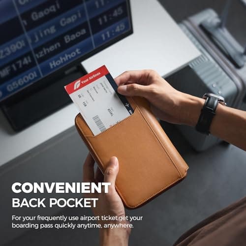 VULKIT Leather Family Passport Holder for 4-6 Passports, Premium Document Organizer Case Travel Wallet for Couples and Families — view 3