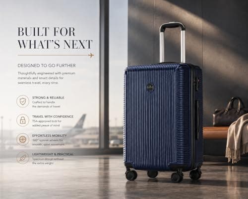 Larkbury Hard Shell Expandable Suitcase, Lightweight PC+ABS Travel Luggage with TSA Lock, Double Spinner Wheels & High Capacity Storage (Navy Blue, 24" Inch) — view 6