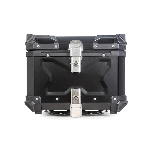 CuteHairy Motorcycle Top Case 45L, Aluminum Alloy Waterproof Motorbike Tail Box with Security Lock & Base Plate, Universal Helmet Luggage Storage Trunk for Scooter