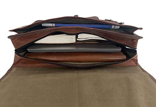 16 Inch Leather Briefcase for Men & Women, Laptop Messenger Computer Bag — view 2