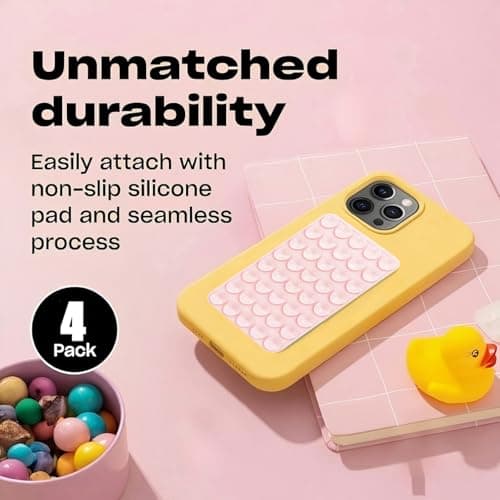 3-Pack Silicone Suction Phone Mount with Adhesive Base - Universal Anti-Slip Holder for iPhone, Samsung, Google Pixel & More - Secure Multi-Surface Grip for Car (Pink) — view 5