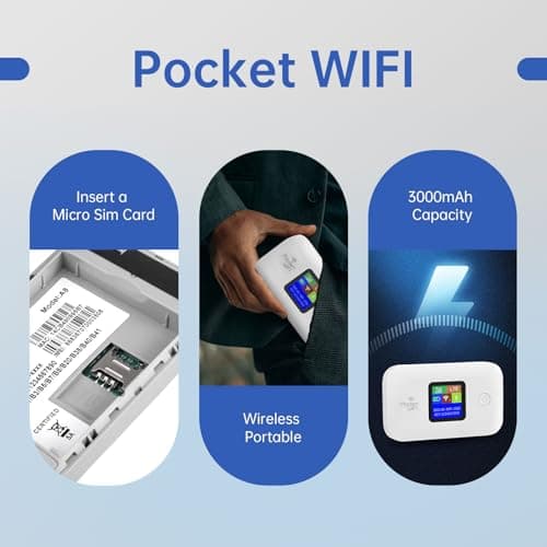 Portable 4G/5G LTE WiFi Router,Portable Wifi Travel Router with SIM Card Slot,Pocket 4G Internet Hotspot Up To 10 Users for Travel Phone Computer Laptop — view 3