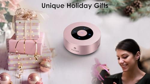Xleader Mini Bluetooth Speaker (Travel Case Packed) with Aux input, Micro SD, Mic, Touch Design, Crystal Sound$Rich Bass, 12H Playtime, Small Portable, for iPhone Laptop Shower Office Gifts, Rose Gold — view 5