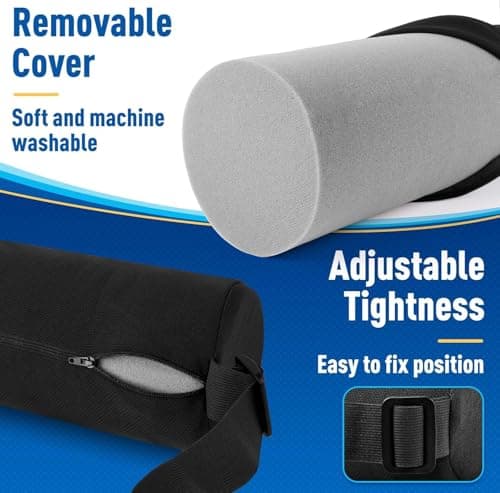 Lotusland Lumbar Roll Pillow for Lower Back Pain Relief – Memory Foam Lumbar Support Pillow with Washable Cover & Elastic Strap, Ergonomic Back Support Roll Cushion for Office Chair, Car & Travel — view 4