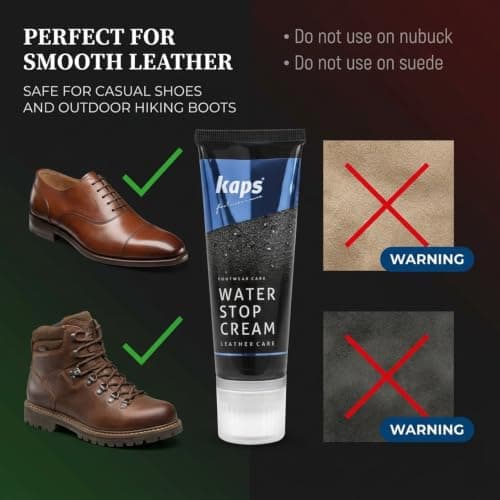 Kaps Quality Waterproofing Shoe Cream For Smooth Leather Boots, Nourishment With Natural Wax And Sponge Applicator, Water Stop, Many Colours (100 - neutral/transparent) — view 5